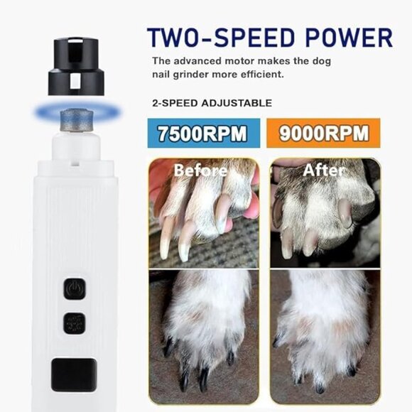 Quiet Electric Pet Nail Grinder with 2 Speeds and Safety Light - Picture 8 of 8